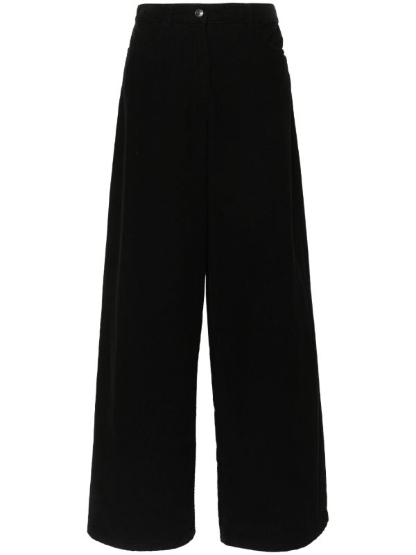 browns The Row Black Chan Wide-Leg Trousers | Browns High Waisted Pants