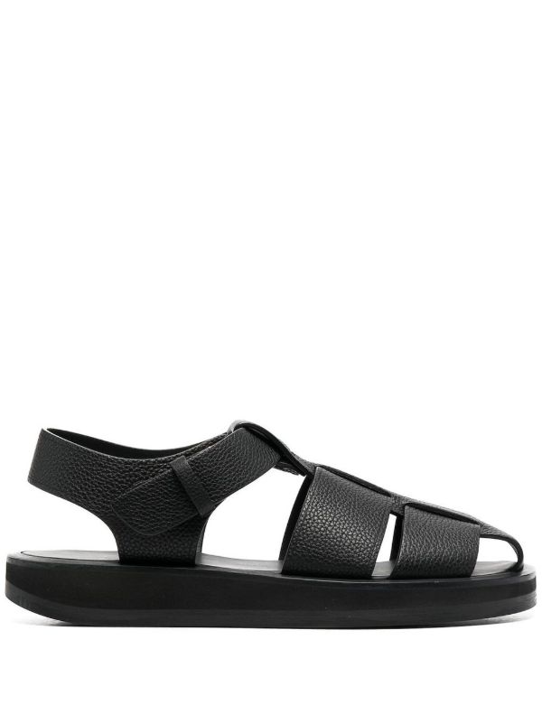 browns The Row black Fisherman leather sandals | Browns Sandals