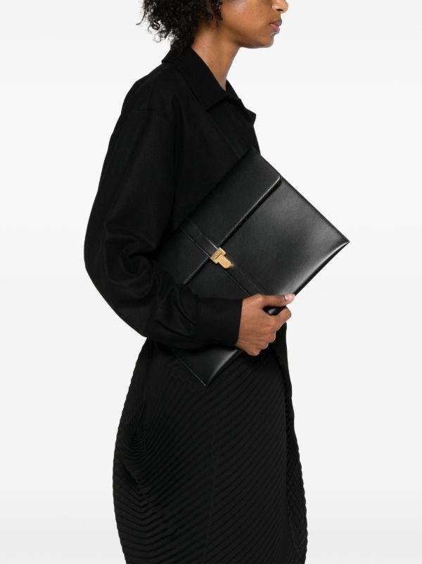 Browns The Row Black Leather Clutch Bag | Browns Clutch Bags