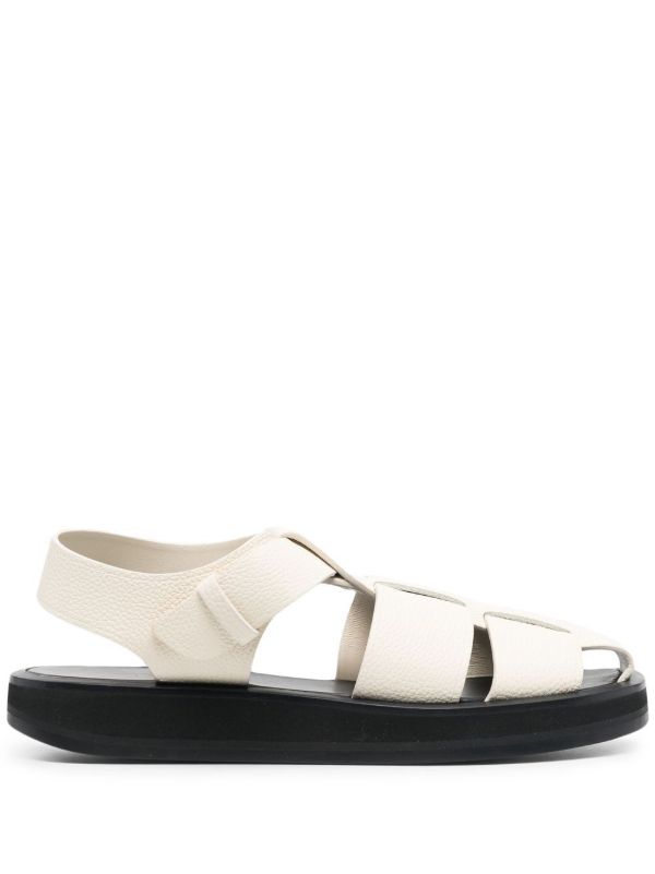 browns The Row white grained leather fisherman sandals | Browns Sandals