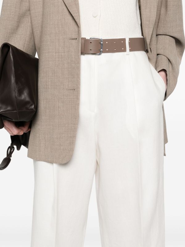 Browns The Row White Wide-Leg Linen Trousers | Browns Slacks