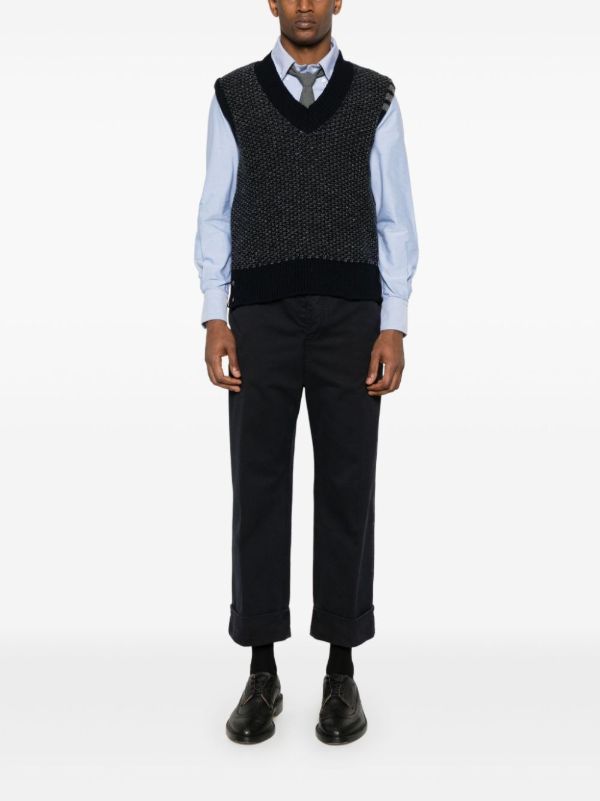 Browns Thom Browne 4-Bar Knitted Vest | Browns Knitted Sweaters
