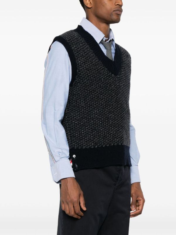 Browns Thom Browne 4-Bar Knitted Vest | Browns Knitted Sweaters