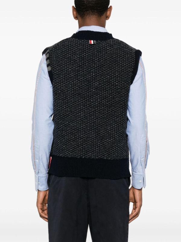 Browns Thom Browne 4-Bar Knitted Vest | Browns Knitted Sweaters