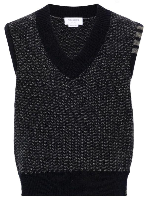 browns Thom Browne 4-Bar Knitted Vest | Browns Knitted Sweaters