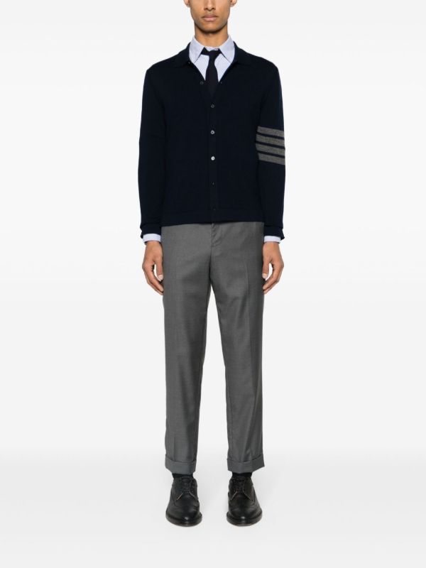 Browns Thom Browne Blue 4-Bar Cashmere Cardigan | Browns Cardigans