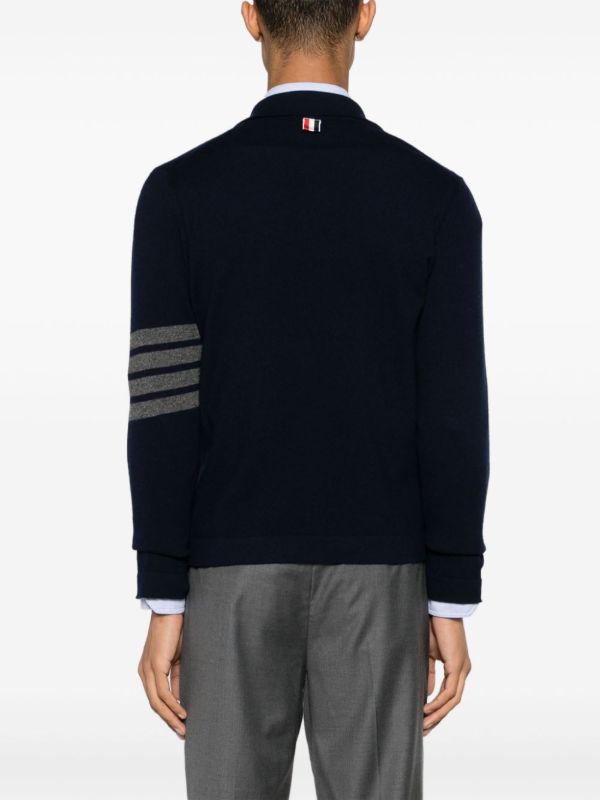 Browns Thom Browne Blue 4-Bar Cashmere Cardigan | Browns Cardigans