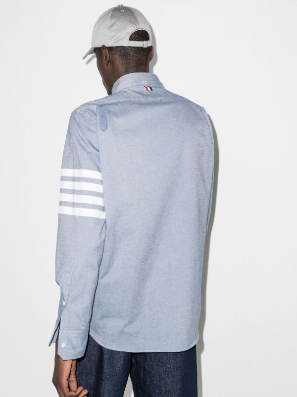 Browns Thom Browne Blue 4-Bar Stripe Cotton Shirt | Browns Shirts