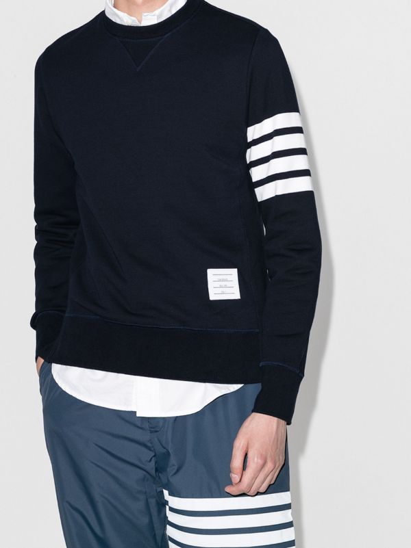 Browns Thom Browne Blue 4-Bar Stripe Cotton Sweatshirt | Browns Sweatshirts