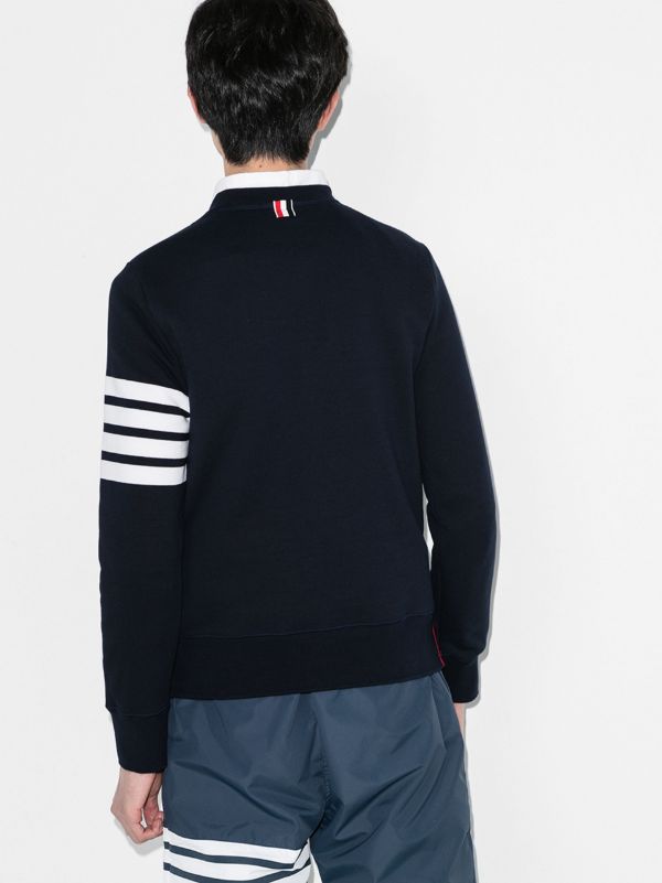Browns Thom Browne Blue 4-Bar Stripe Cotton Sweatshirt | Browns Sweatshirts