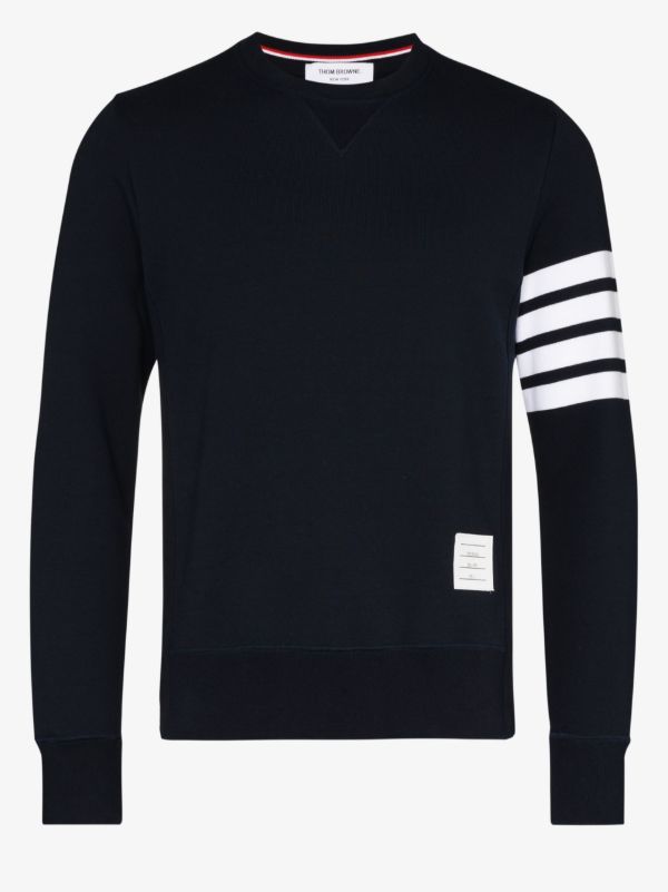 browns Thom Browne blue 4-Bar stripe cotton sweatshirt | Browns Sweatshirts