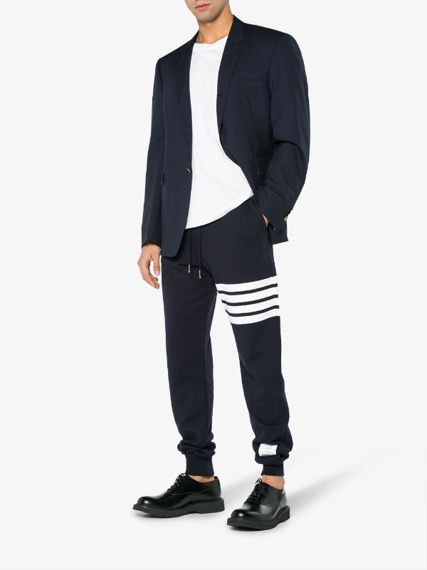 Browns Thom Browne Blue 4-Bar Stripe Cotton Track Pants | Browns Sweatpants