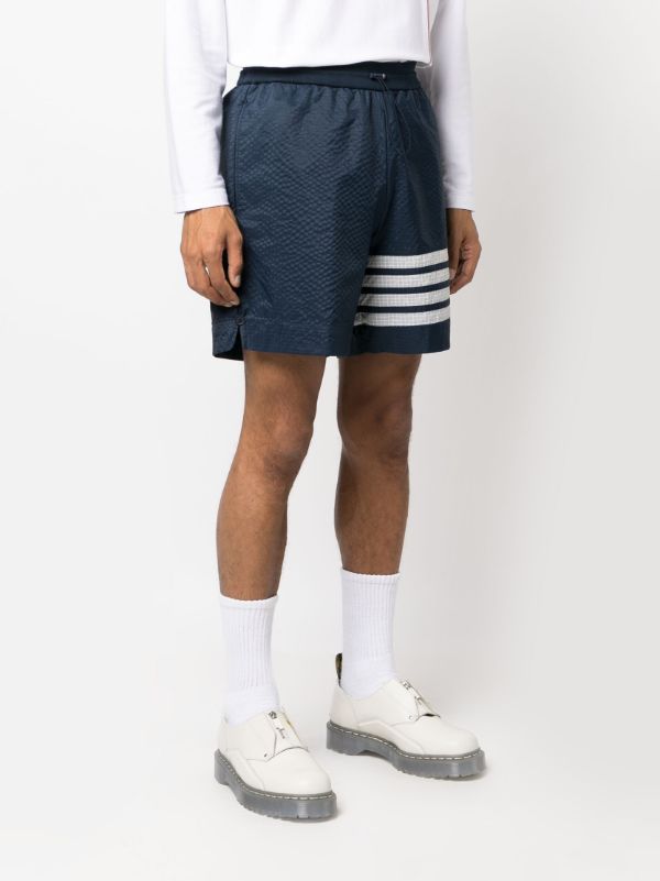 Browns Thom Browne Blue 4-Bar Stripe Ripstop Track Shorts | Browns Track & Running Shorts