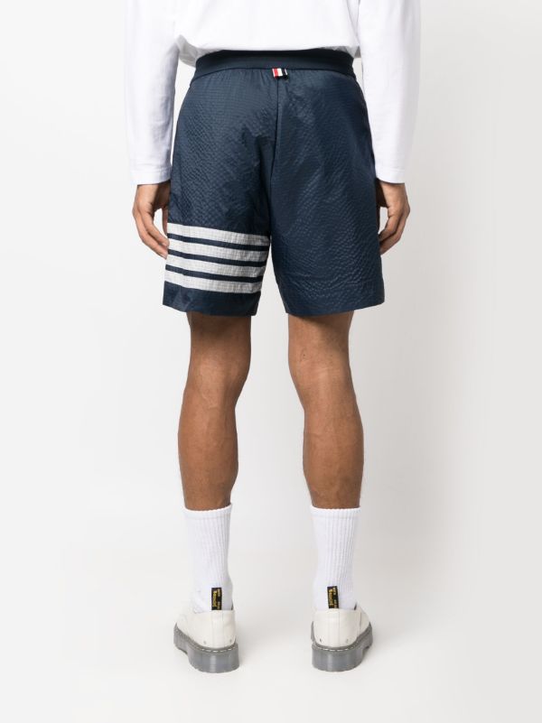 Browns Thom Browne Blue 4-Bar Stripe Ripstop Track Shorts | Browns Track & Running Shorts