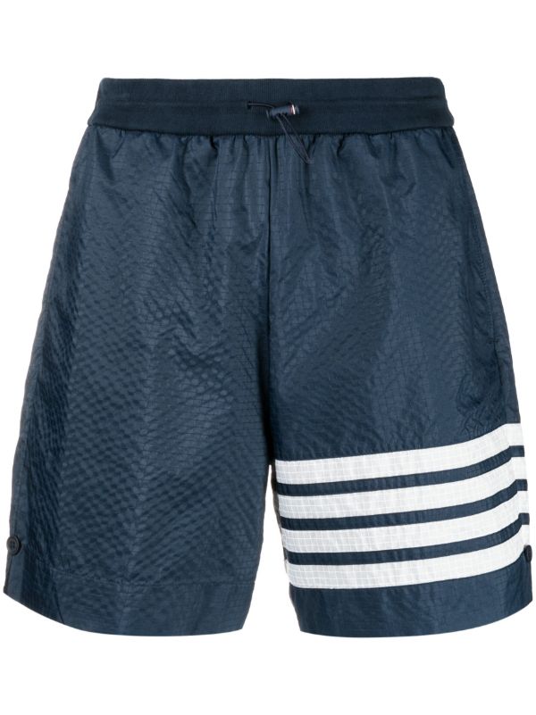 browns Thom Browne Blue 4-Bar Stripe Ripstop Track Shorts | Browns Track & Running Shorts