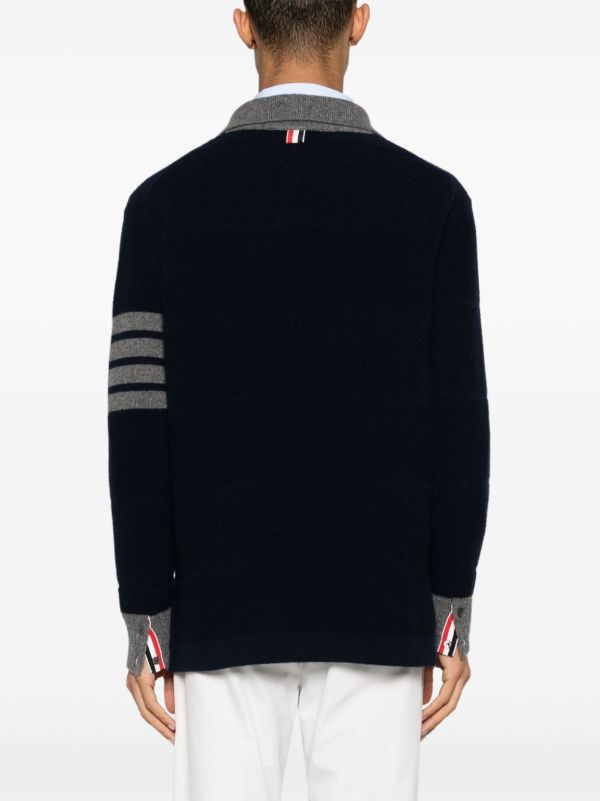 Browns Thom Browne Blue 4-Bar Virgin Wool Polo Shirt | Browns Polo Shirts