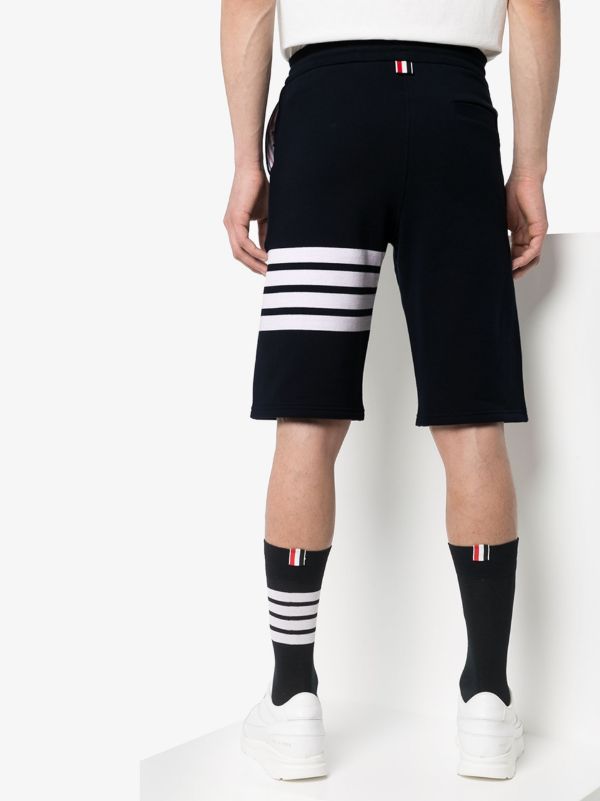 Browns Thom Browne Blue Engineered 4-Bar Stripe Jersey Track Shorts | Browns Track & Running Shorts