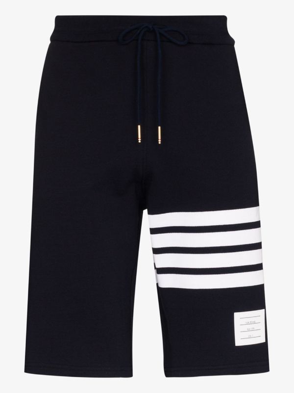 browns Thom Browne Blue Engineered 4-Bar Stripe Jersey Track Shorts | Browns Track & Running Shorts
