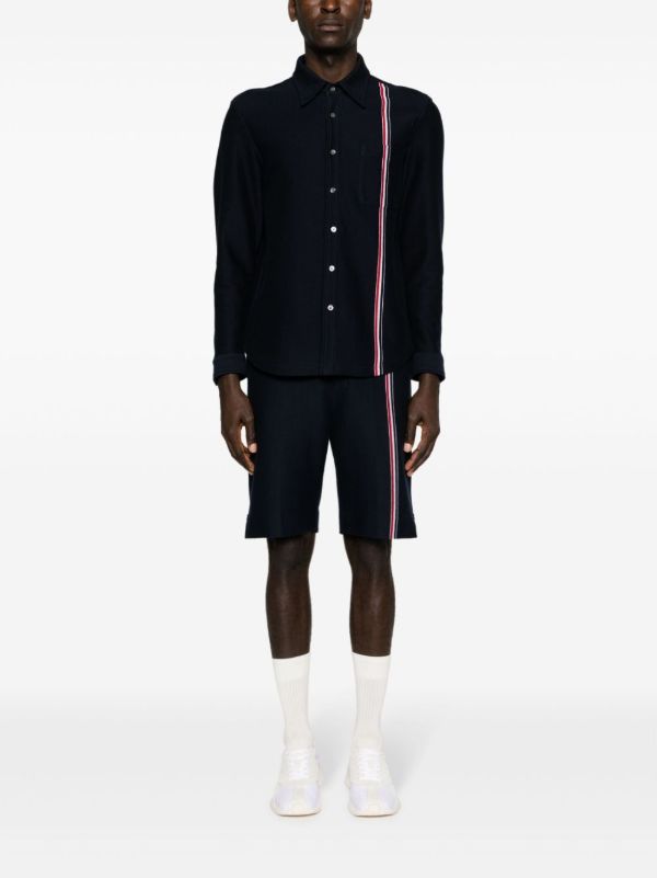 Browns Thom Browne Blue RWB Stripe Cotton Shorts | Browns Bermuda Shorts