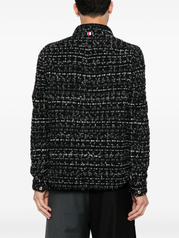 Browns Thom Browne Denim Ribbon Tweed Jacket | Browns Shirt Jackets