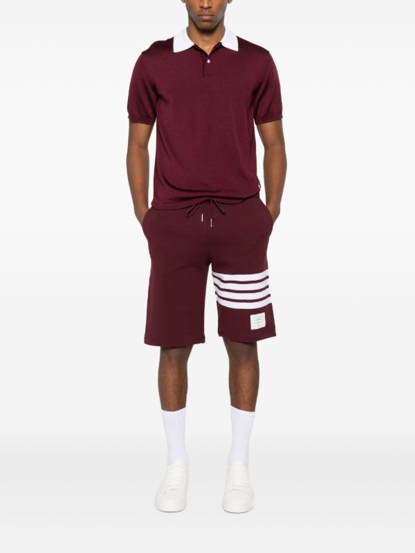 Browns Thom Browne Four-stripe Cotton Shorts | Browns Track & Running Shorts