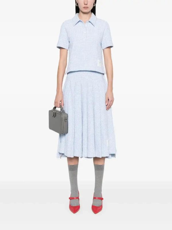 Browns Thom Browne Gingham-check Tweed Polo Top | Browns Shirts