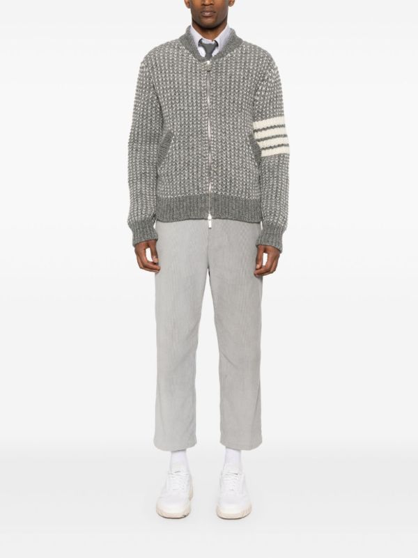 Browns Thom Browne Grey 4-Bar Jacket | Browns Cardigans
