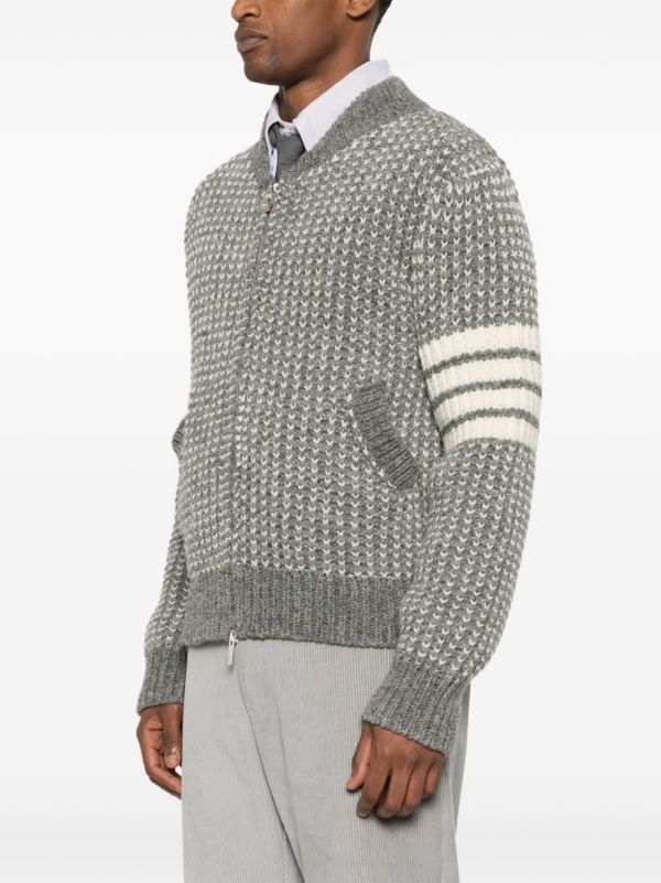 Browns Thom Browne Grey 4-Bar Jacket | Browns Cardigans