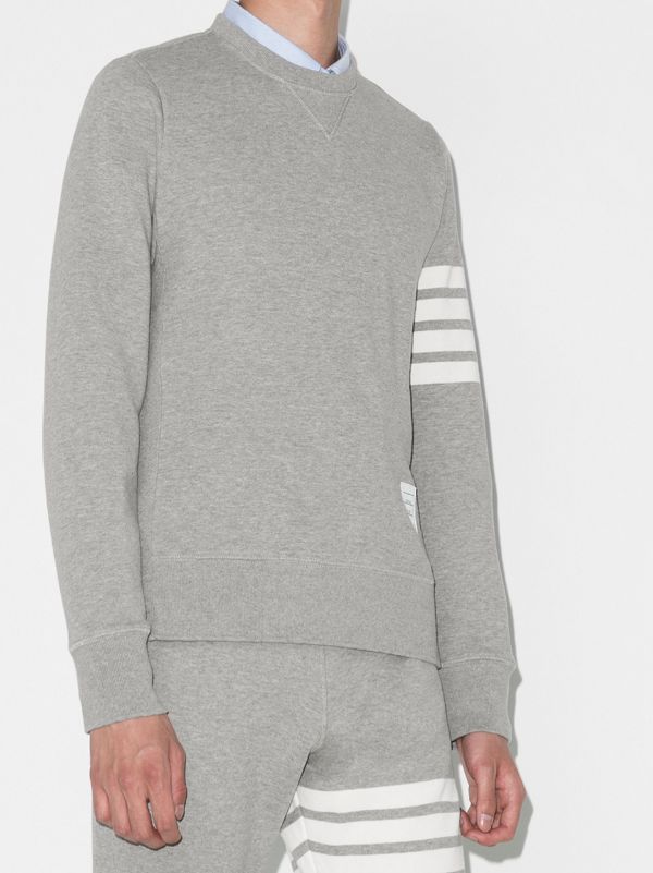 Browns Thom Browne Grey 4-bar Stripe Cotton Sweatshirt | Browns Sweatshirts