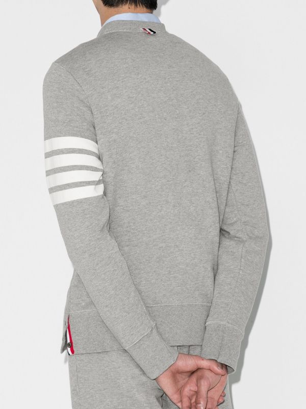 Browns Thom Browne Grey 4-bar Stripe Cotton Sweatshirt | Browns Sweatshirts