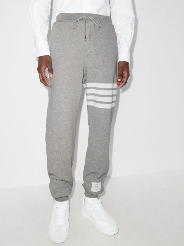 Browns Thom Browne Grey Classic 4-Bar Cotton Track Pants | Browns Sweatpants