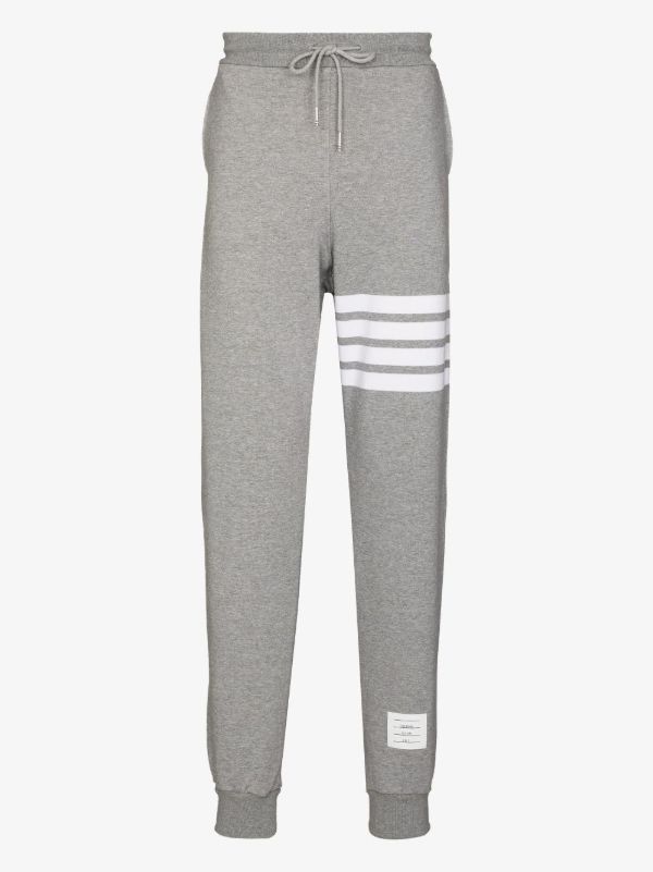 browns Thom Browne grey Classic 4-Bar cotton track pants | Browns Sweatpants