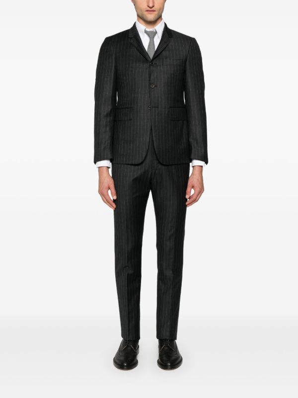 Browns Thom Browne Grey Pinstriped Wool Blazer | Browns Blazers