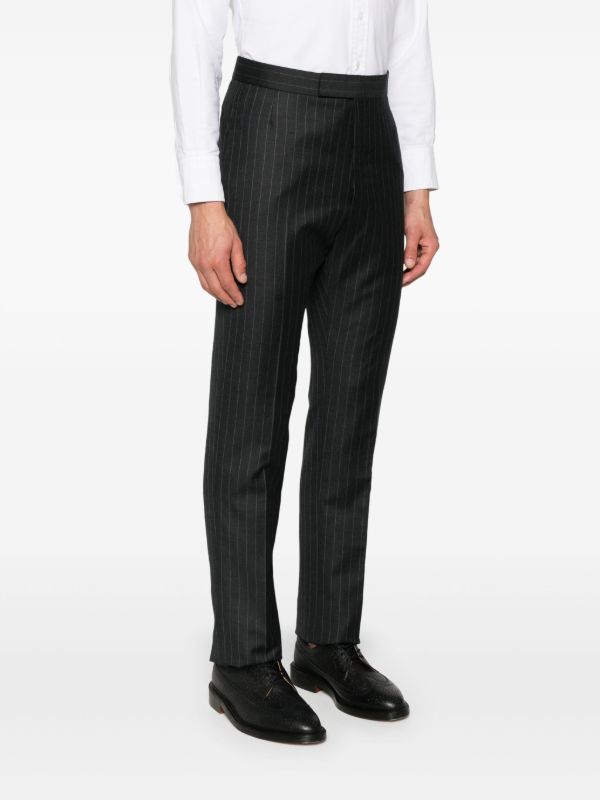 Browns Thom Browne Grey Pinstriped Wool Trousers | Browns Tailored Pants