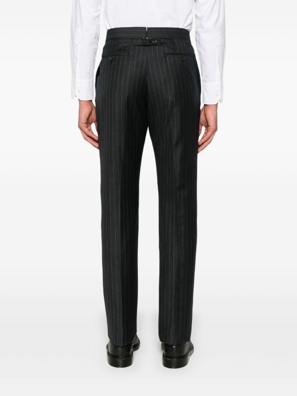 Browns Thom Browne Grey Pinstriped Wool Trousers | Browns Tailored Pants