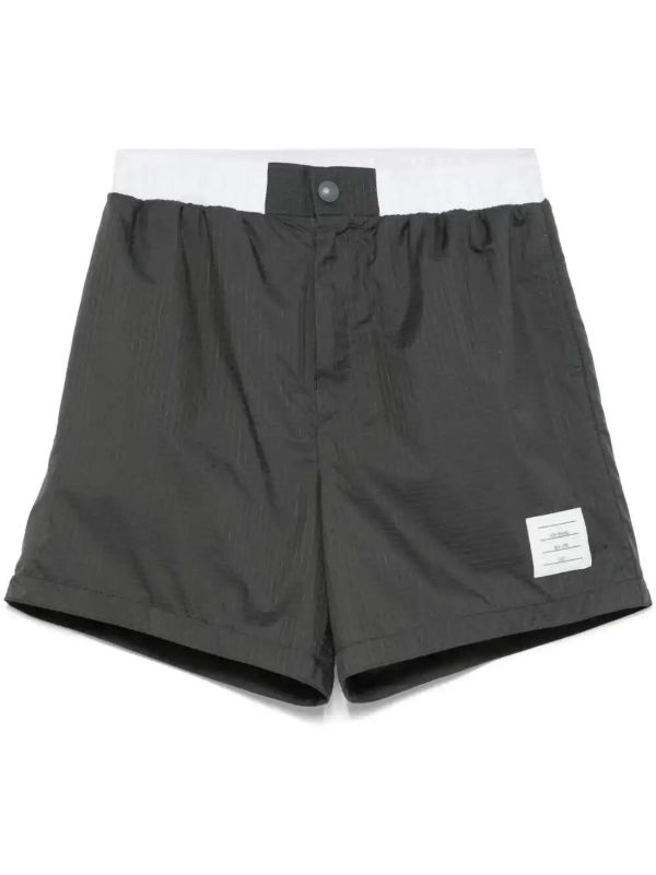 browns Thom Browne logo-waistband ripstop shorts | Browns Track & Running Shorts