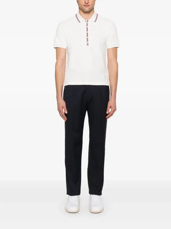Browns Thom Browne RWB Stripe-detail Polo Shirt | Browns Polo Shirts