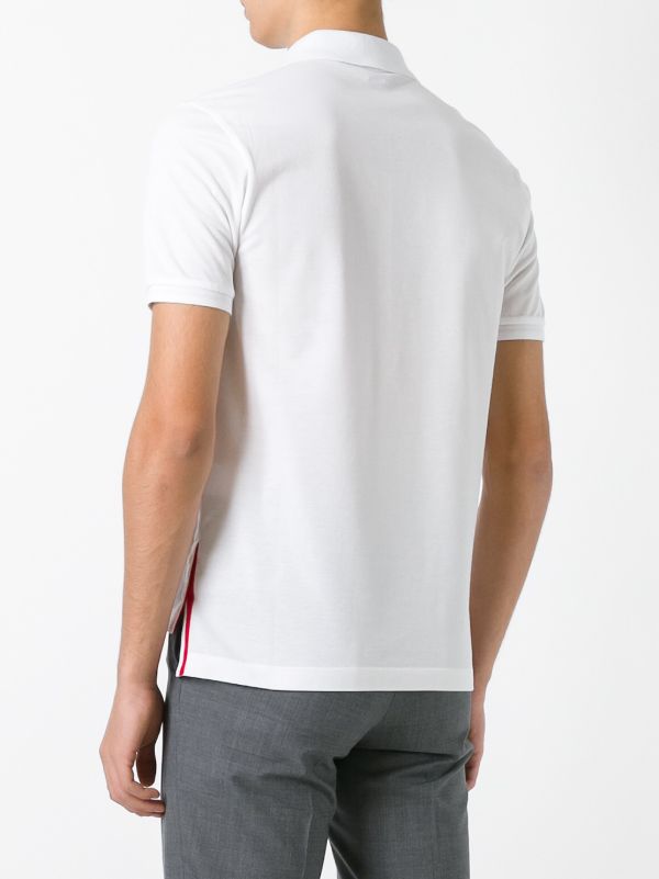 Browns Thom Browne White RWB-Stripe Cotton Polo Shirt | Browns Polo Shirts