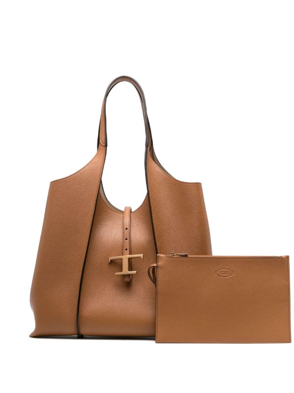 browns Tod's brown T Timeless medium leather tote bag | Browns Tote Bags
