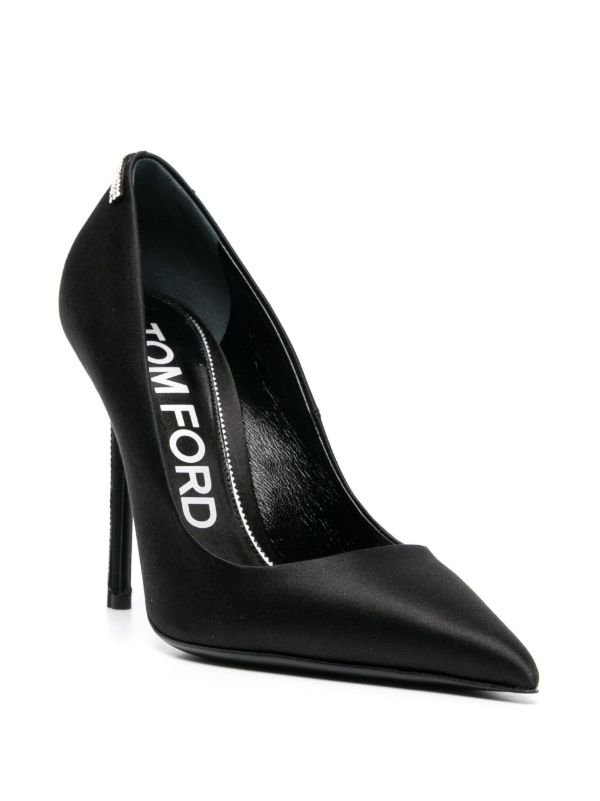 Browns TOM FORD Black 105 Crystal Satin Pumps | Browns Pumps