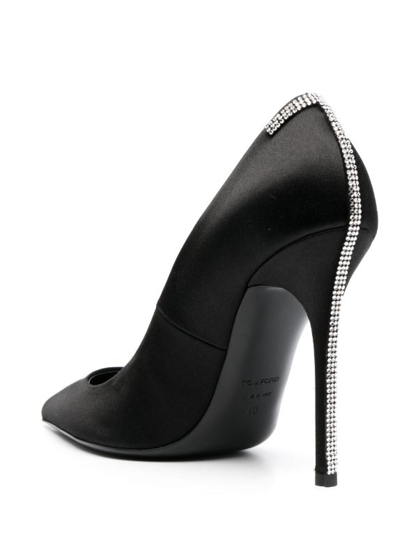 Browns TOM FORD Black 105 Crystal Satin Pumps | Browns Pumps