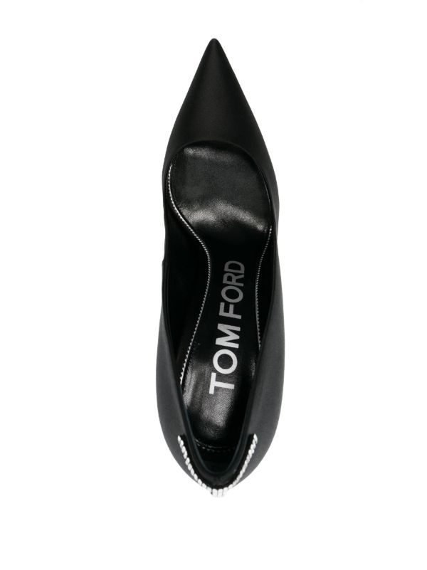 Browns TOM FORD Black 105 Crystal Satin Pumps | Browns Pumps