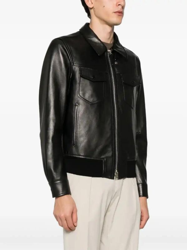 Browns TOM FORD Black Leather Jacket | Browns Leather Jackets