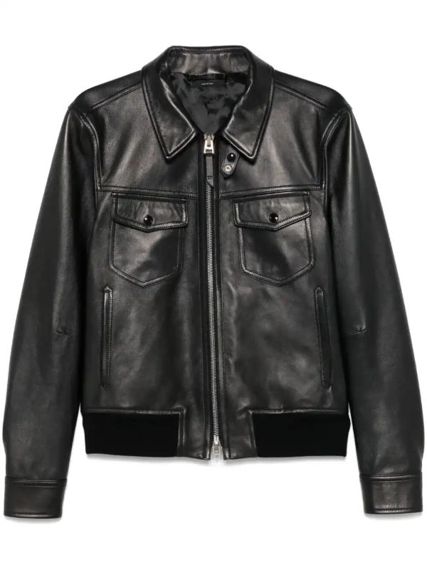 browns TOM FORD Black Leather Jacket | Browns Leather Jackets