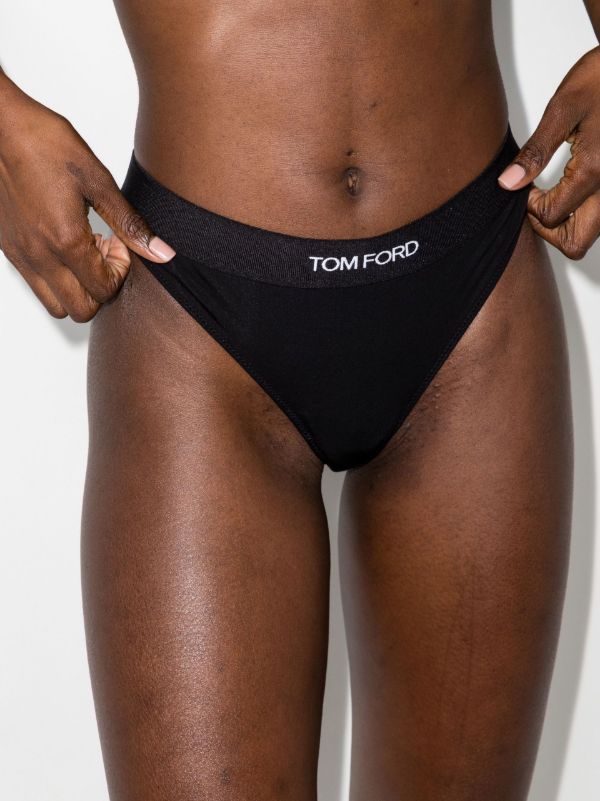 Browns TOM FORD Black Logo Jacquard Thong | Browns Panties