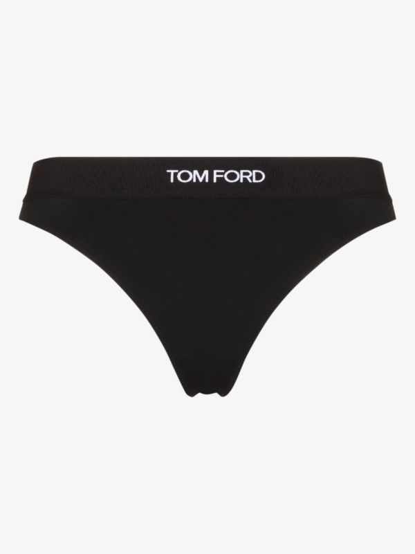 browns TOM FORD Black Logo Jacquard Thong | Browns Panties
