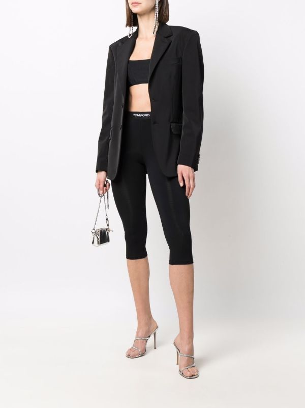 Browns TOM FORD Black Logo Waistband Cropped Leggings | Browns Leggings
