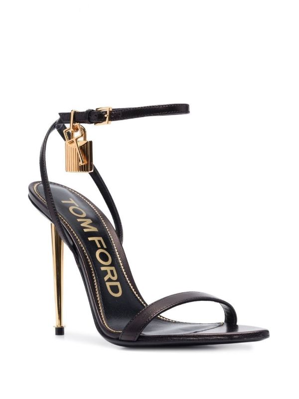 Browns TOM FORD Black Padlock Pointy Naked 105 Leather Sandals | Browns Sandals