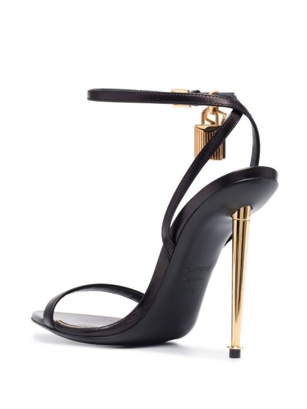 Browns TOM FORD Black Padlock Pointy Naked 105 Leather Sandals | Browns Sandals
