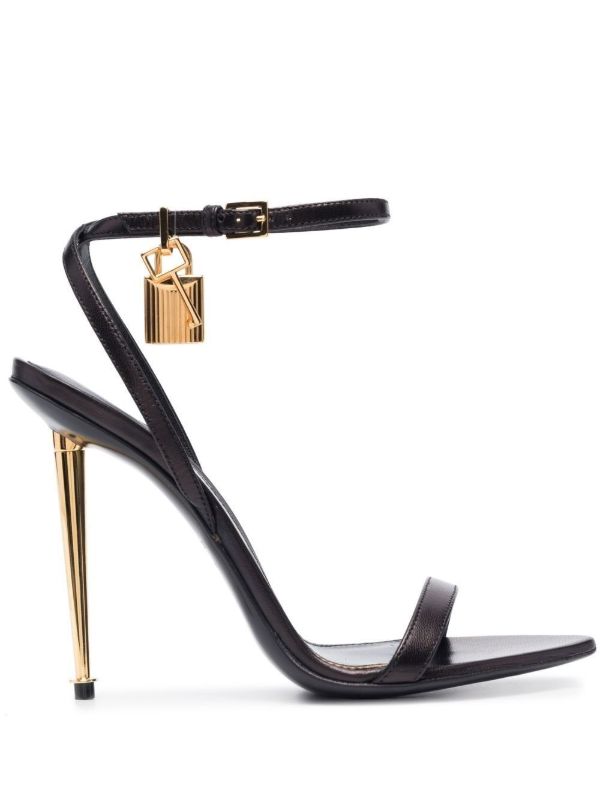 browns TOM FORD black Padlock Pointy Naked 105 leather sandals | Browns Sandals